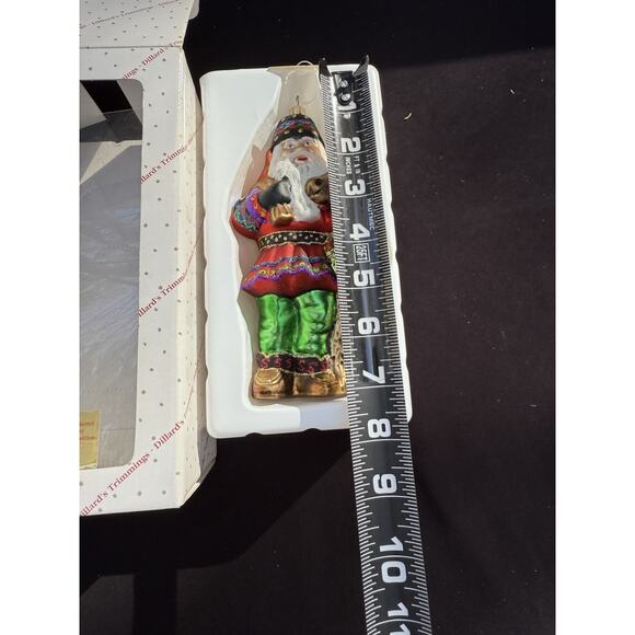 Large 7" Hand Blown Glass Santa Ornament Trimsetter By Dillards Made in Poland - Picture 6 of 11